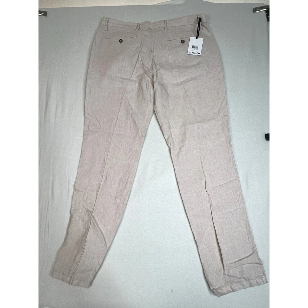 Europann Men's Dylan 100% Linen‎ Pant Trouser Pale Size US 40